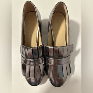 BOTKIER Silver‎ heeled loafers Size 8.5 Slip On Preppy